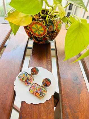 A-butterfly-in-a-vivid-world glass Earrings