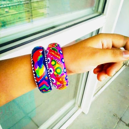 Banjara Bangle Set - Purple and Pink