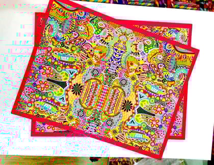 Colorama Table Mats with Magenta Borders