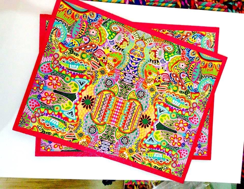 Colorama Table Mats with Magenta Borders