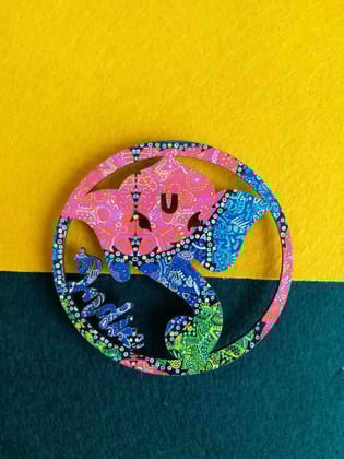 FRIDGE MAGNET IT'S ALL COLORFUL ART WORK INDIA GANESHA SHAPED