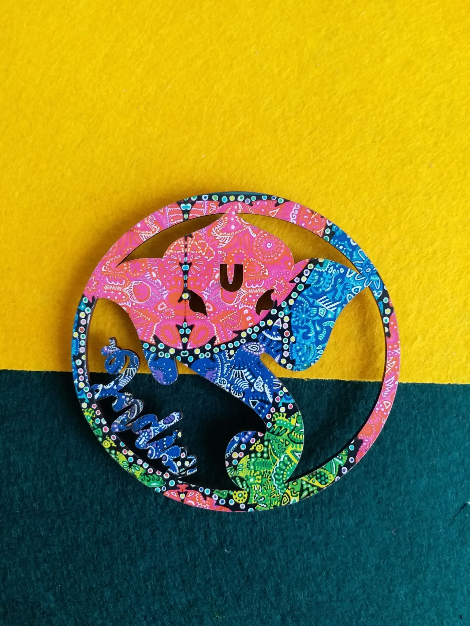 FRIDGE MAGNET IT'S ALL COLORFUL ART WORK INDIA GANESHA SHAPED