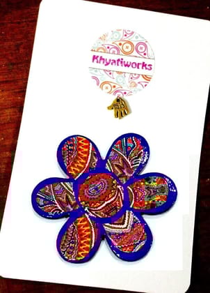 Blue Blossom Flower Wooden Magnet