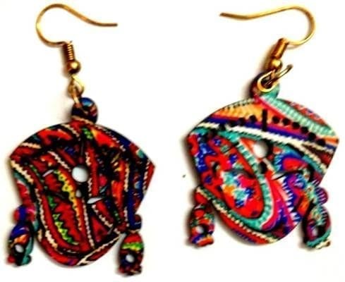 Artwork Wooden Earrings - Durga Lakshmi in assorted Artworks