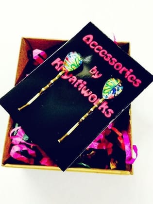 colored mor pankh drops hair pin