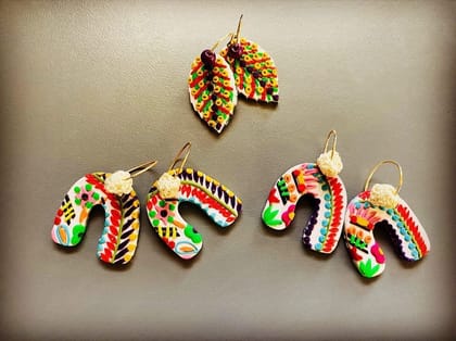 The-Purple-Leaf handcrafted Clay Earrings