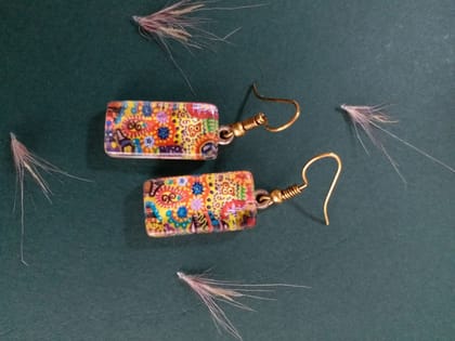 DREAMING RECTANGLE GLASS EARRINGS