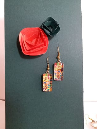 DREAMING RECTANGLE GLASS EARRINGS