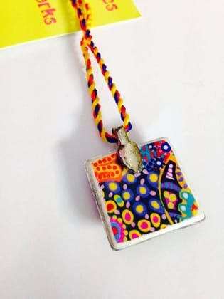 Starry Nites Domed Square with a lovely Color Burst reverse Glass Pendant