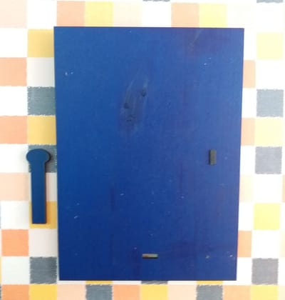 FUNKY ART FRAME WITH BLUE BORDERS