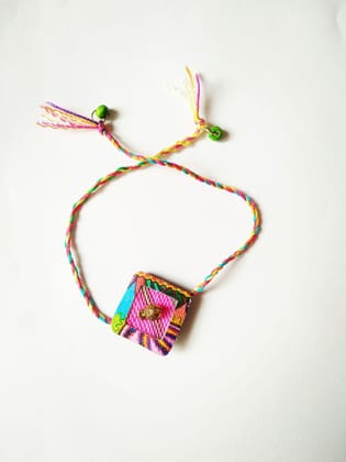 Fuscia Diamond Shaped Rakhi