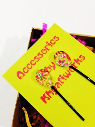 bright red yellow drops hair pin