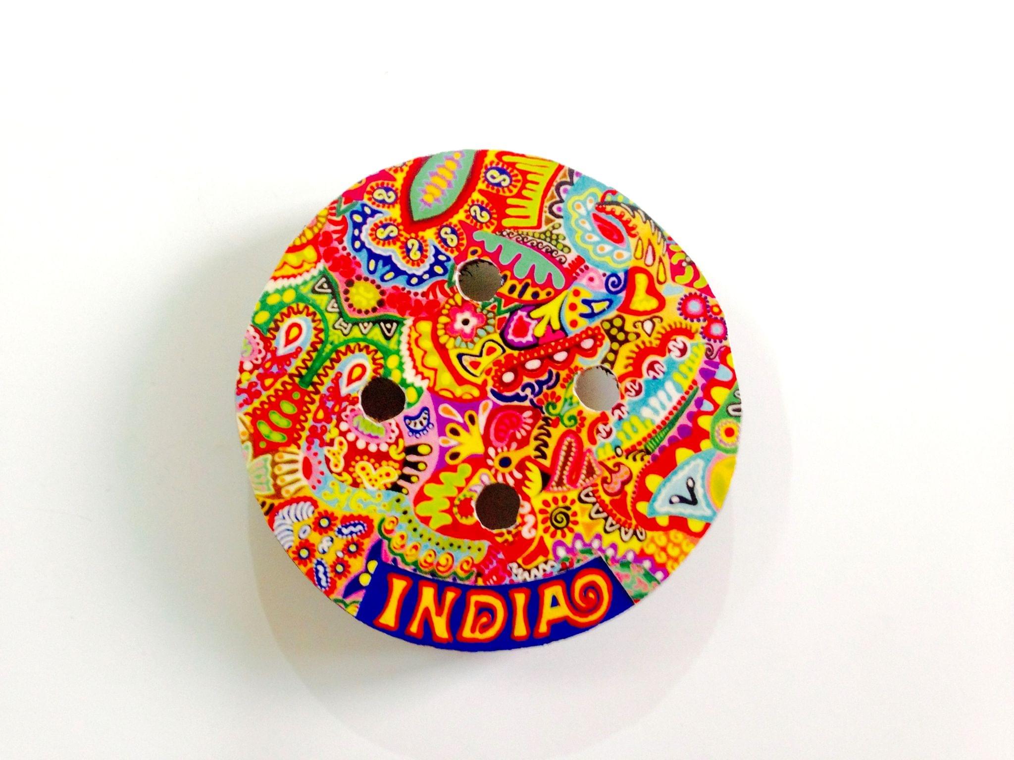 Colorama Button India Wooden Magnet