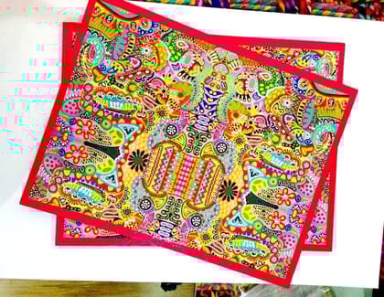 Colorama Table Mats with Magenta Borders