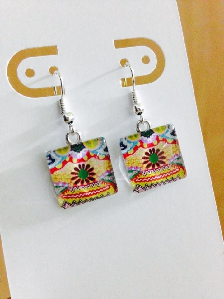 Summer Breeze Square Glass Earrings