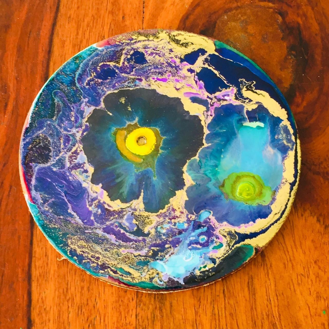 BLUE - GOLDEN RESIN ART COASTER