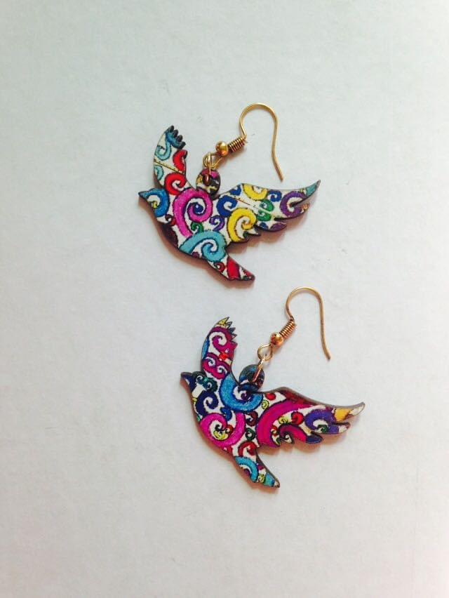 Artwork Wooden Earrings - Birds in assorted Artworks