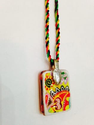 Fiery Small Rectangle Glass Pendant