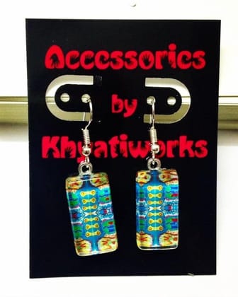 Shoe Lace Rectangle Earrings