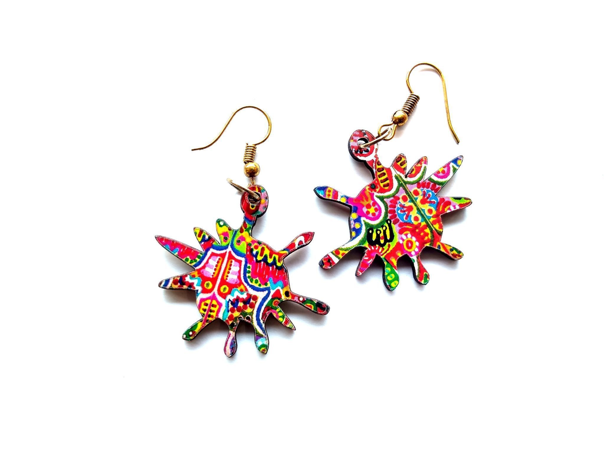 Artwork Wooden Earrings - Splash Earrings in assorted Artworks