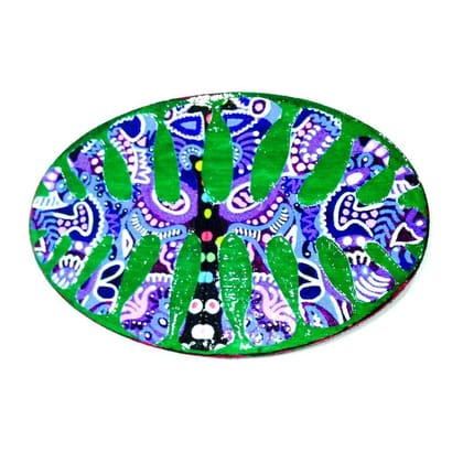 Purp-een Oval Wooden Magnet