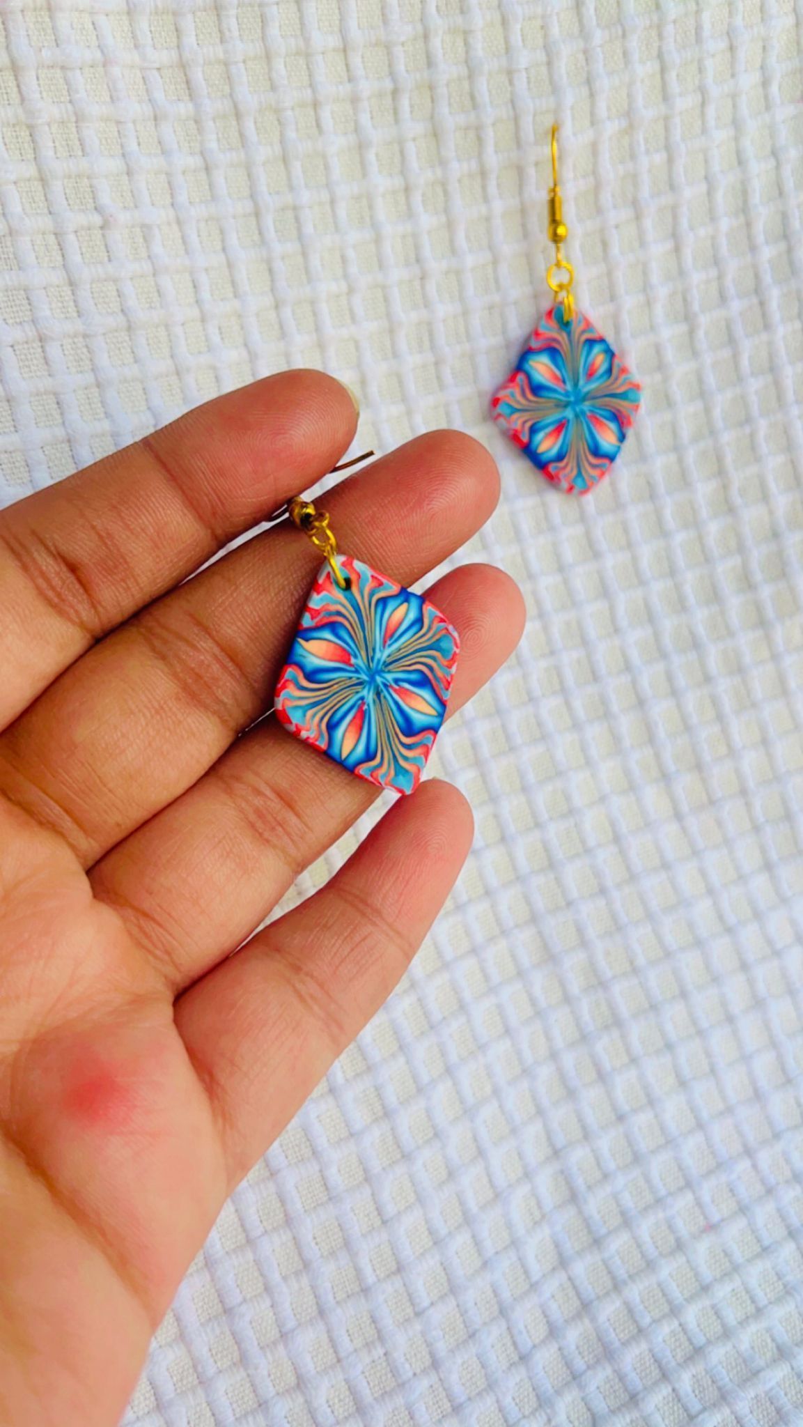 Ruby handcrafted clay earrings