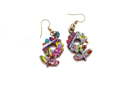 Artwork Wooden Earrings - Flowers of joy in assorted Artworks