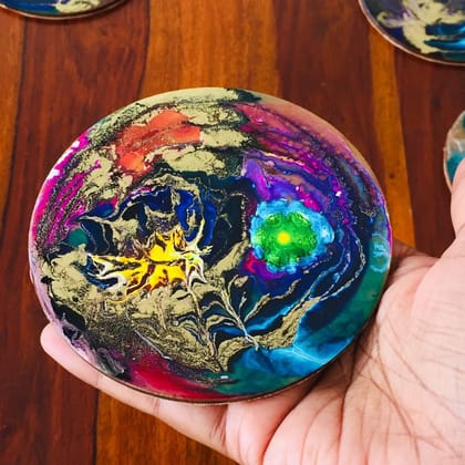 GOLD BURST RESIN ART COASTER