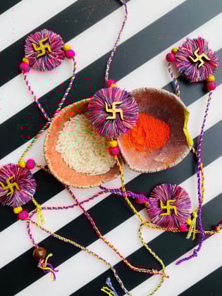 A bouquet of flowers Swastik Rakhi - 1 piece