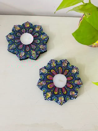 Floral Candle Holder - Turquoise