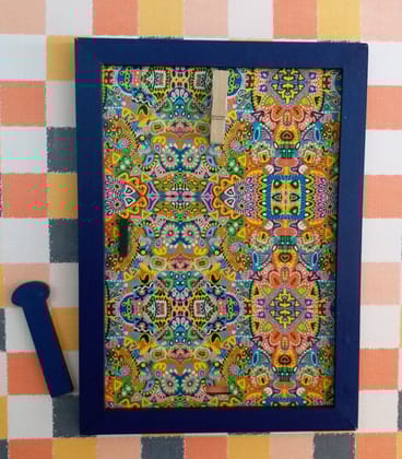 FUNKY ART FRAME WITH BLUE BORDERS