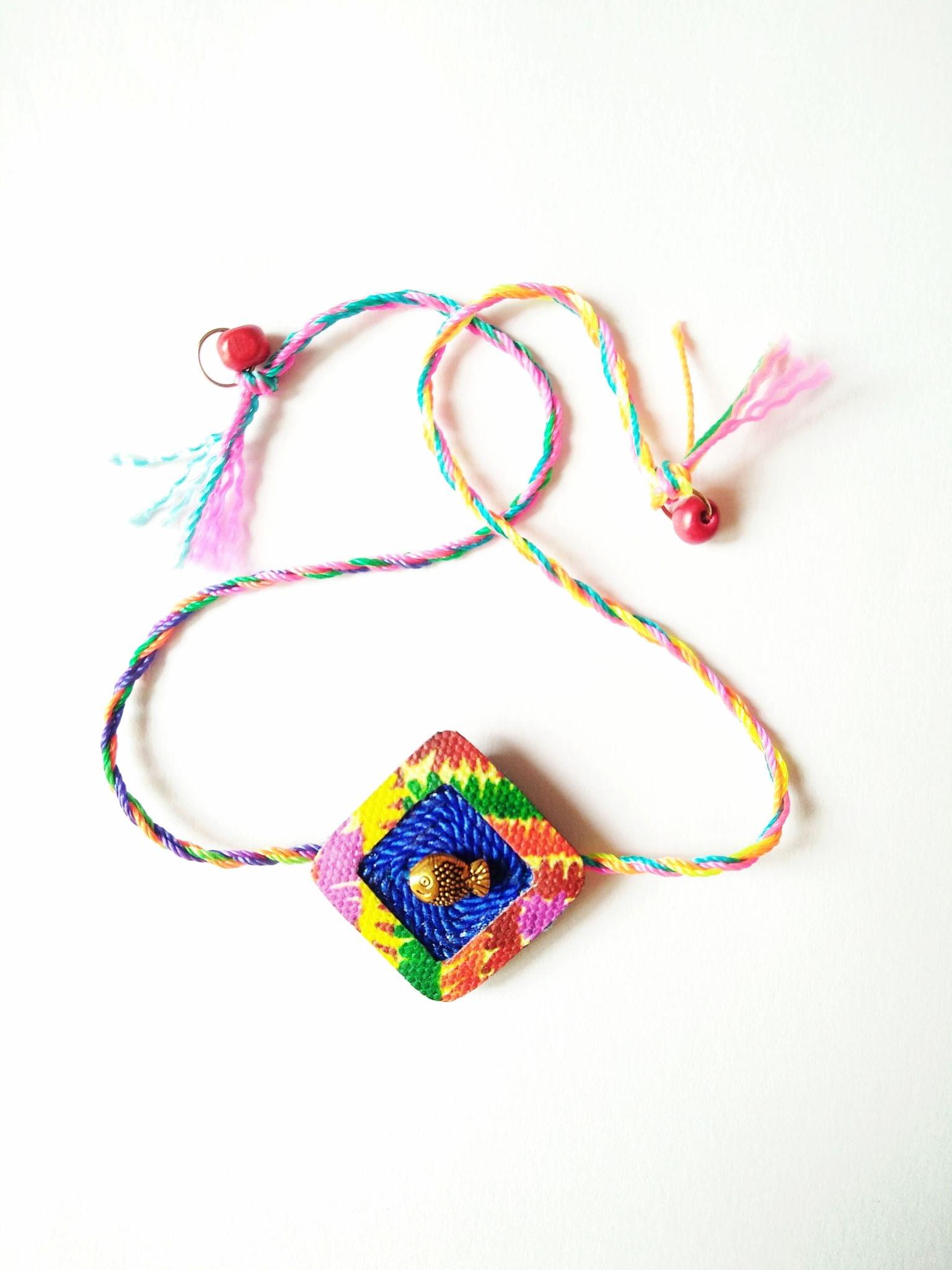 Phulkari Diamond Shaped Rakhi