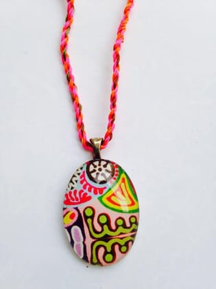 Color-ange Oval Glass Pendant