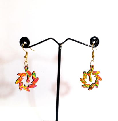 Phulkari Artwork Earrings in Flower shape