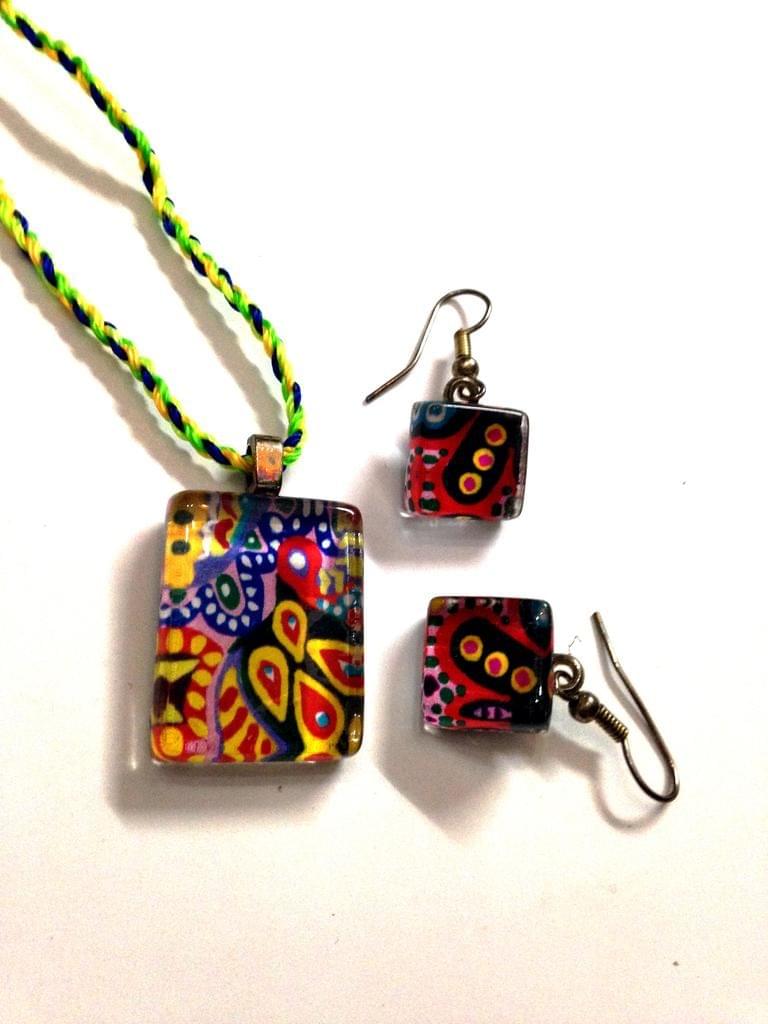 Rangoli - Glass Pendant and Earrings
