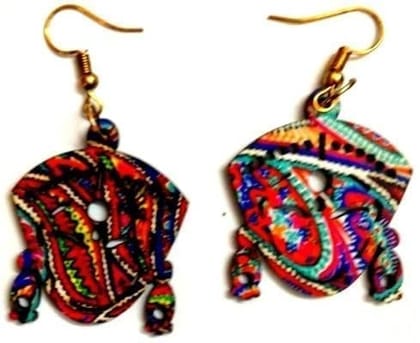 Artwork Wooden Earrings - Durga Lakshmi in assorted Artworks