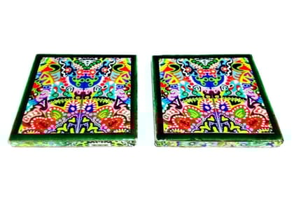 Colorisma Bottle Green Border Coasters - Set of 2