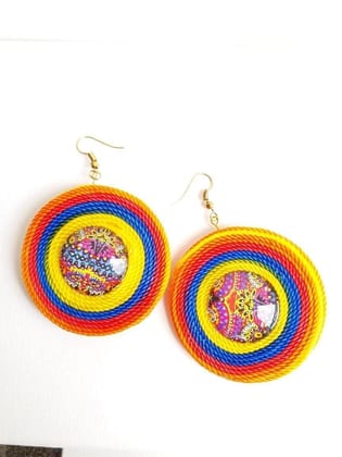 RAINBOW COLORS CIRCLE GLASS EARRING