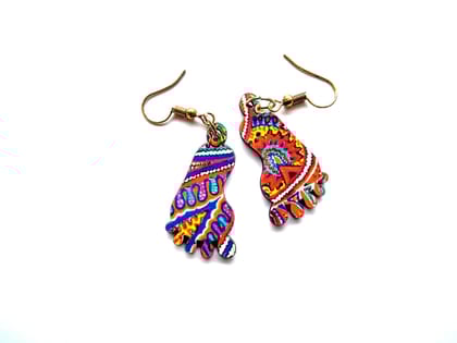 Artwork Wooden Earrings - Lakshmi Padam earrings in assorted Artworks