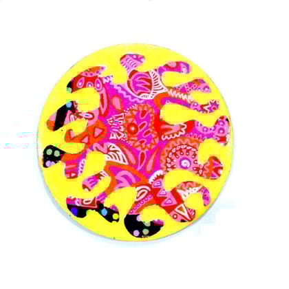 Fluidy Pink Circle Wooden Magnet