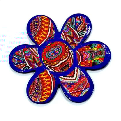 Blue Blossom Flower Wooden Magnet