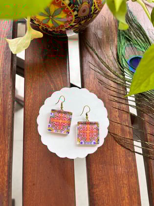 Rangoli-on-Holi glass Earrings