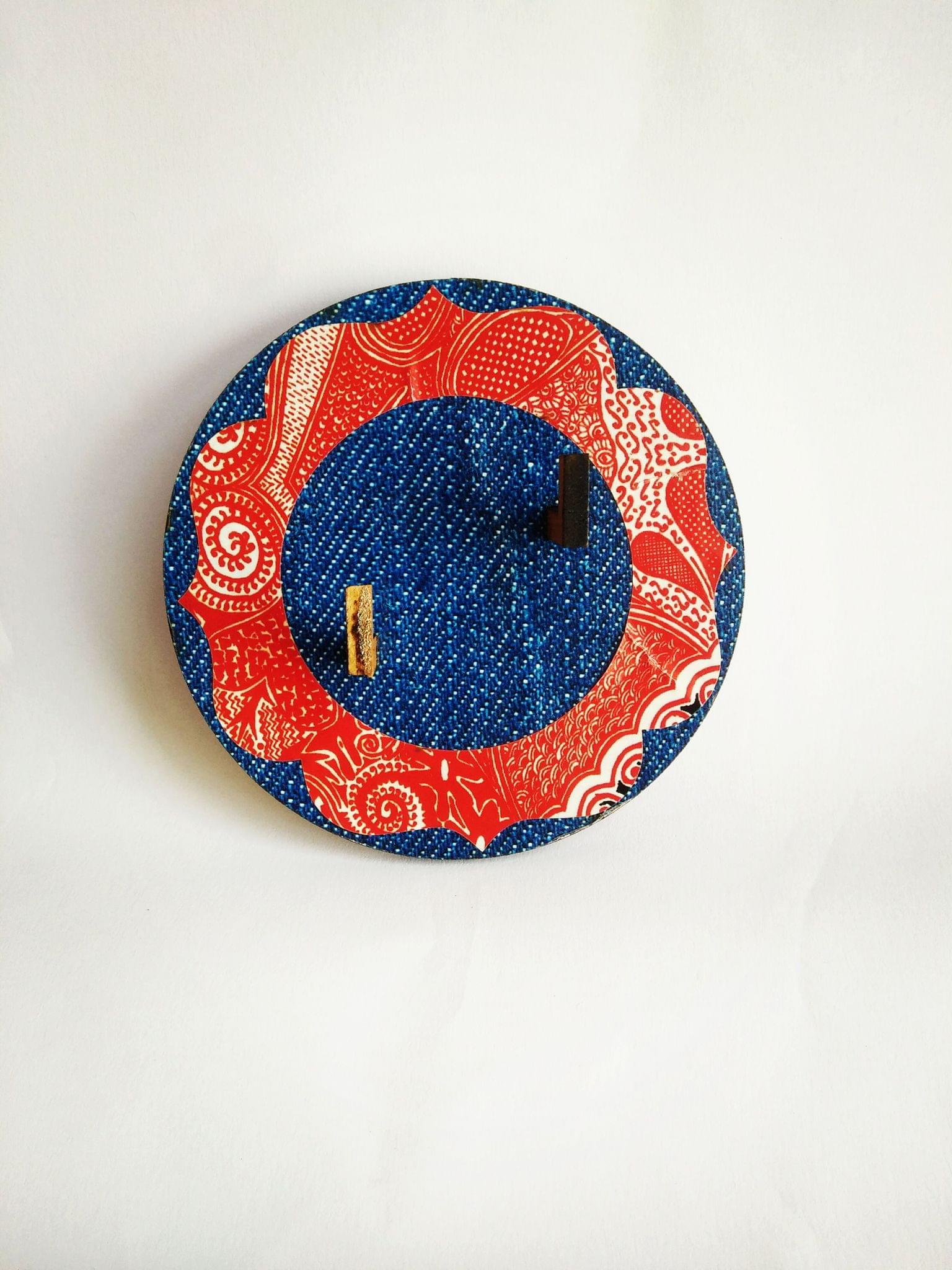 KEY HOLDER - CIRCLE BLUE DENIM BASE WITH ENIGMA ARTWORK FRAME