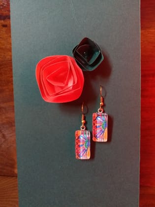 HALF FLOWER GLASS EARRING