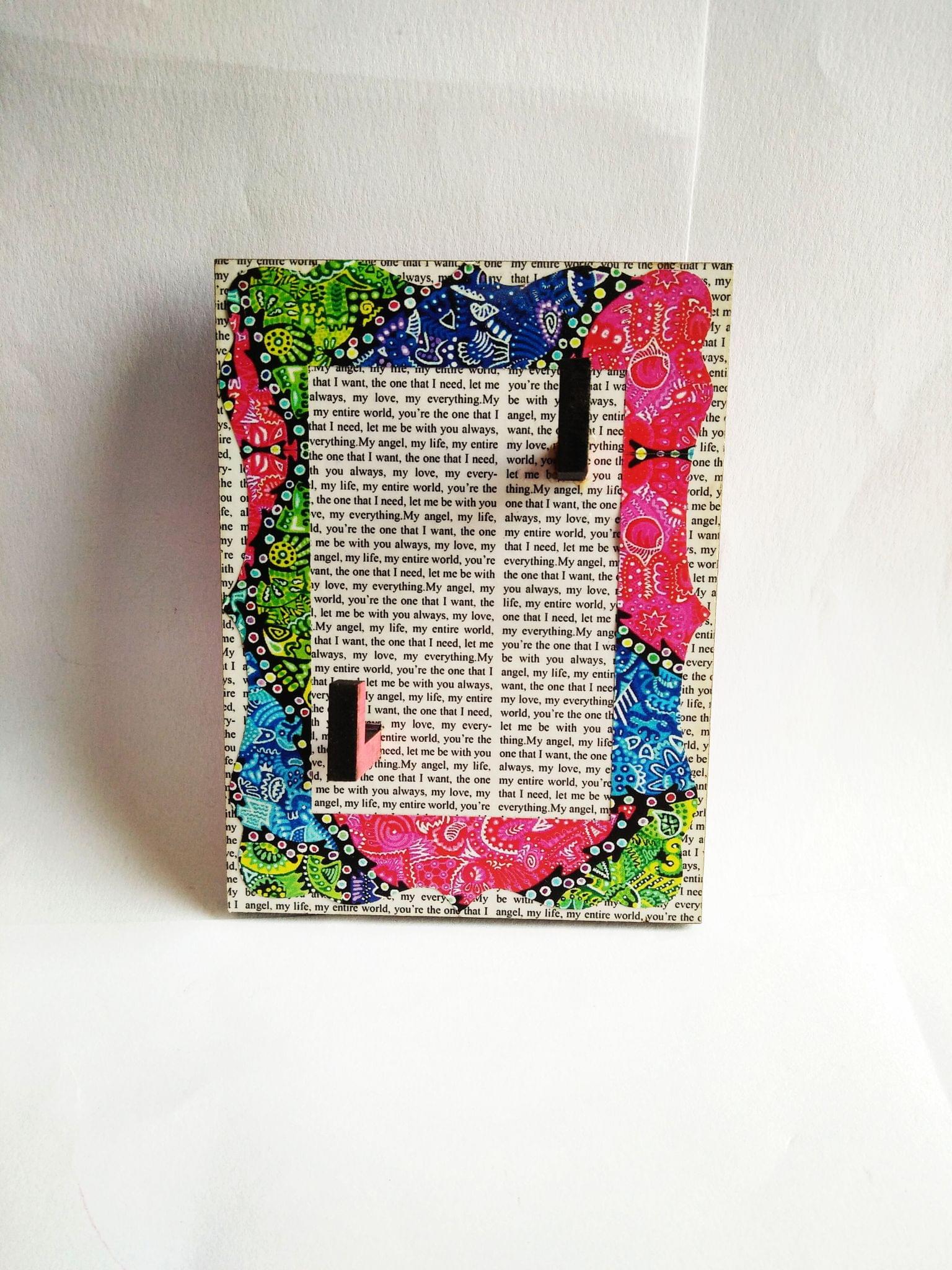 KEY HOLDER - RECTANGLE TEXT BASE WITH VIBGYORISE ARTWORK FRAME