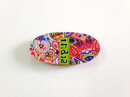 Summer Trail Oval India Wooden Magnet